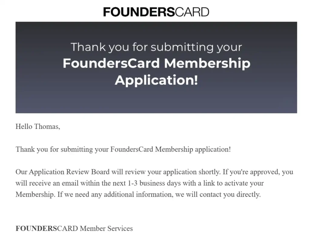 Founders Card Membership Signup