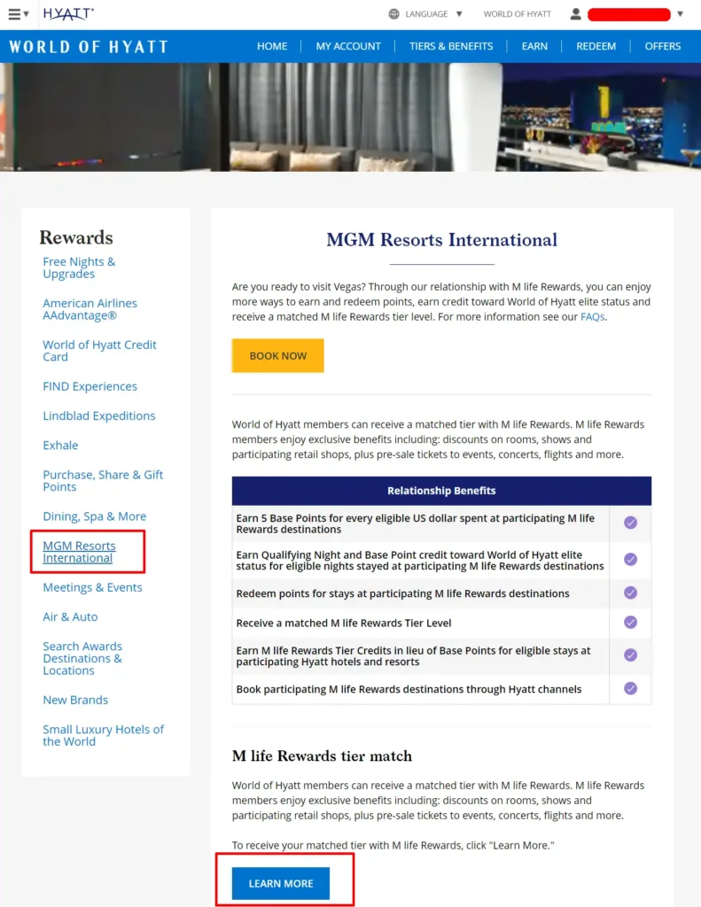 Hyatt Status Match Mlife Rewards