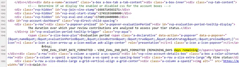 Amazon Vine Evaluation Date Epoch Time 